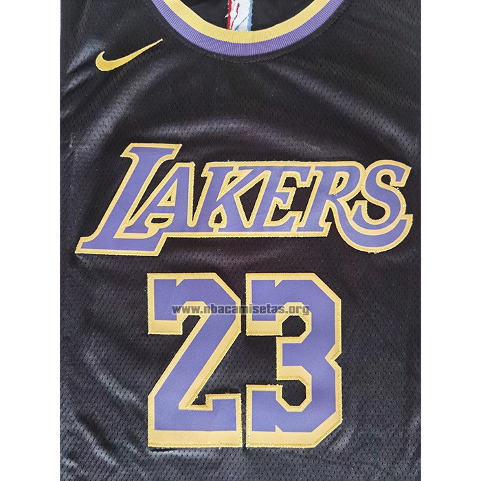 Camiseta Los Angeles Lakers LeBron James NO 23 Earned 2020-21 Negro